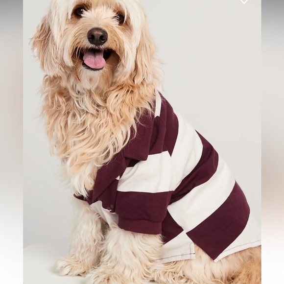 Other - Striped Jersey-Knit Polo Shirt for Pets
